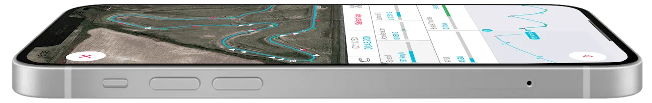 LapSnap lap analysis on a phone in landscape