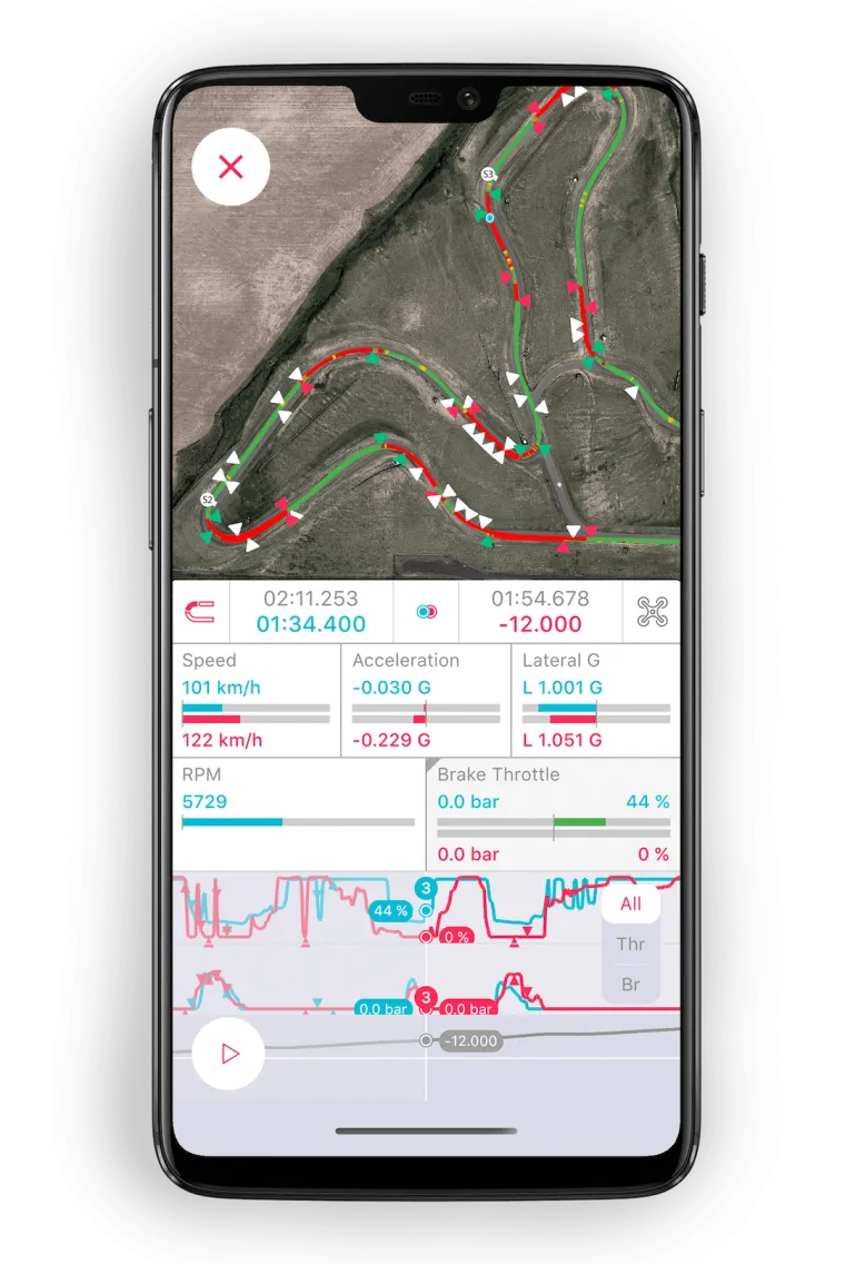 LapSnap lap comparison on an Android phone