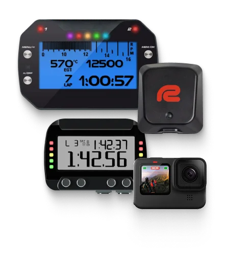 AiM MyChron 5S, AiM Solo 2, RaceBox Mini S and GoPro